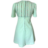 Spearmint green vintage late 1960s puff sleeve mini dress