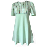Spearmint green vintage late 1960s puff sleeve mini dress