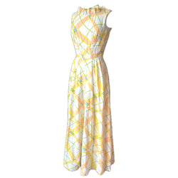 Citrus check vintage 1960s palazzo pant suit