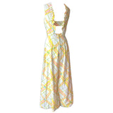 Citrus check vintage 1960s palazzo pant suit