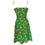Bright green rainbow parasol print cotton 1970s St Michael sun dress