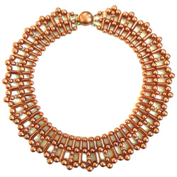 Dusky peach beaded vintage 1960s collar necklace