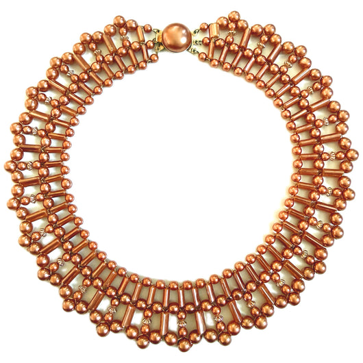 Dusky peach beaded vintage 1960s collar necklace