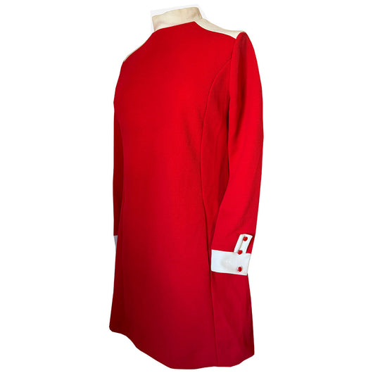 St Michael red and white polyester mod 1960s mini dress