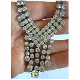 Mid-century deco vintage cascading rhinestone necklace