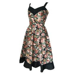 Romantic rose prinnt cotton 1960s vintage summer dress with matching scarf