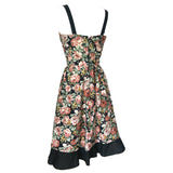 Romantic rose prinnt cotton 1960s vintage summer dress with matching scarf