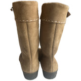 Sand suede vintage calf length Clarks 1960s fleece lined boots