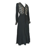 Shubette vintage fin des années 1960 robe de soirée en mousseline argentée et noire