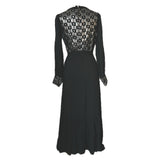 Shubette vintage fin des années 1960 robe de soirée en mousseline argentée et noire