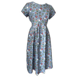 Steel blue rose print cotton vintage 1950s day dress