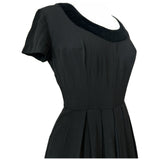 Black velvet trim vintage 1950s cocktail dress