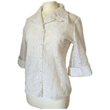 White floral nylon lace vintage 1950s/60s blouse