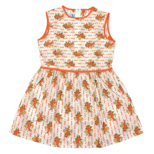 Orange floral print 1960s girls vintage summer day dress - Vintage Clothing, Vintage Stock, Vintage Dresses, Vintage Shoes UK
