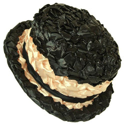 Plastic raffia 1960s black and peach hat - Vintage Clothing, Vintage Stock, Vintage Dresses, Vintage Shoes UK