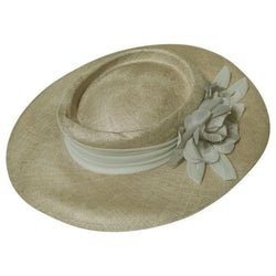 Pale grey sisal 1980s wide brim hat - Vintage Clothing, Vintage Stock, Vintage Dresses, Vintage Shoes UK
