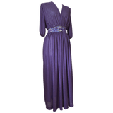 Robe midi disco taille sequin violet vintage des années 1970