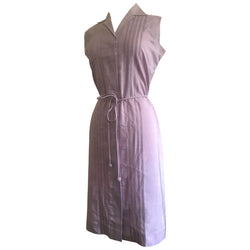 Pale lilac pure silk vintage 1980s belted day dress