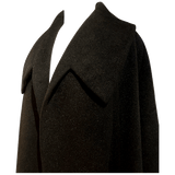 Manteau d’hiver chic en laine noire vintage des années 1950 avec col de déclaration