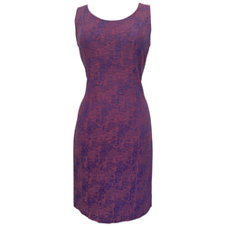 Abstract textured jacquard purple vintage 1960s dress