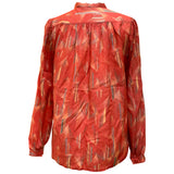 Londonpride pussybow collar deco print 1970s coral blouse