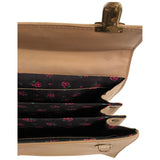 Peachy beige vintage 1970s Kelly style handbag with rose print lining