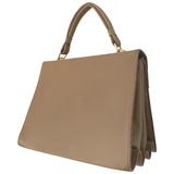 Peachy beige vintage 1970s Kelly style handbag with rose print lining