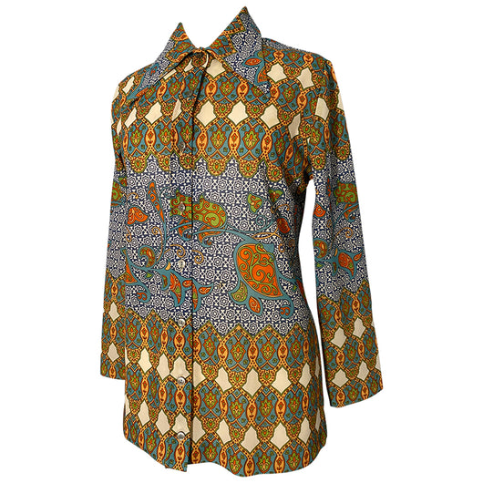 Psychedelic vintage early 1970s St Michael wing collar tunic top