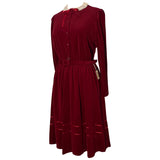 Claret velour unworn vintage 1980s St Michael belted dress