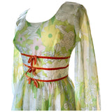 Spring green floral vintage 1960s hippy party dress
