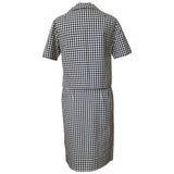 Mod vintage 1960s black and white dogtooth check short sleeved skirt suit