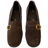 Dark brown suede vintage 1970s St Michael wedge heel shoes UK 4