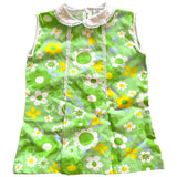 Robe vert lime flower power marguerite bébé filles mod années 1960