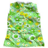 Robe vert lime flower power marguerite bébé filles mod années 1960