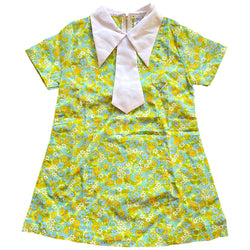 Flower power girls vintage non porté robe mod des années 1960 avec cravate - vert