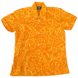 Chemise à manches courtes psychédélique orange et marron paisley non portée pour enfants des années 1960