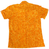 Chemise à manches courtes psychédélique orange et marron paisley non portée pour enfants des années 1960