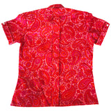 Chemise à manches courtes psychédélique rose et orange paisley non portée pour enfants des années 1960