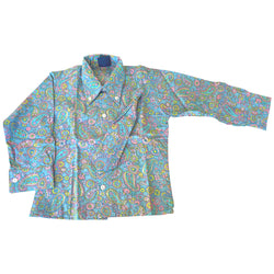 Chemise à manches longues et cravate bleu vintage paisley pour enfants psychédéliques des années 1960