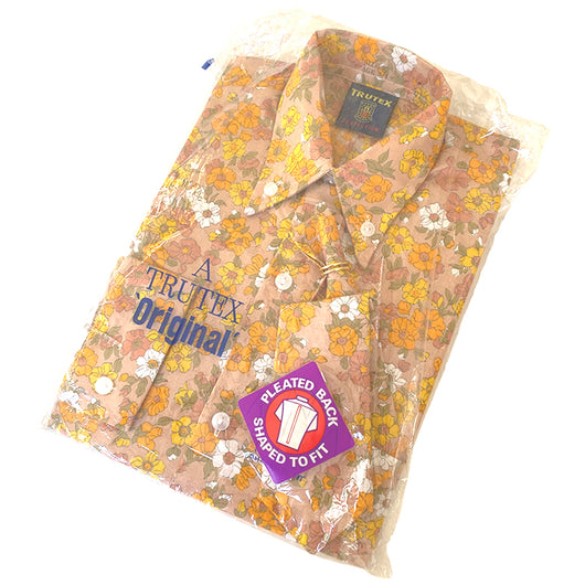 Psychedelic 1960s kids vintage light brown floral long sleeved shirt and neck tie