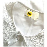 Unworn vintage white chiffon polyester 1980s lace collar blouse by St Michael