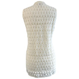 Gilet au crochet classique en tricot acrylique blanc St Michael des années 1960