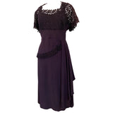Late 1940s navy blue crepe and swiss lace vintage cocktail dress