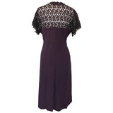 Late 1940s navy blue crepe and swiss lace vintage cocktail dress