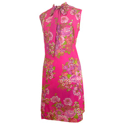 Hot pink floral nylon vintage 1960s unworn St Michael day dress