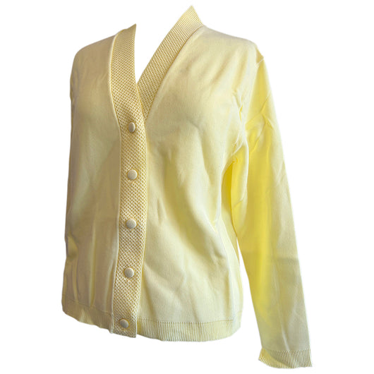 Printemps jaune vintage début des années 1960 St Michael cardigan bri-nylon non porté