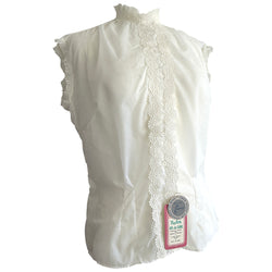 White nyl-de-chine nylon lace trim vintage unworn St Michael 1950s blouse