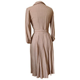 Petite fit blush beige and white dogtooth check vintage 1950s belted day dress