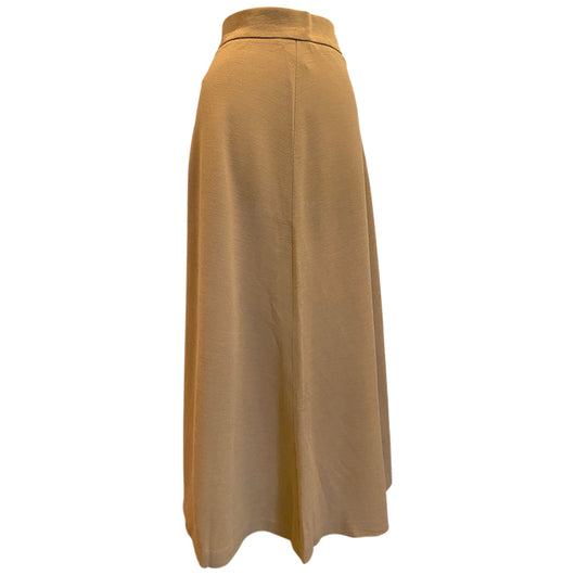 Camel beige vintage 1970s jersey acrylic maxi skirt