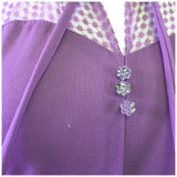 Lilac 1970s belted dotty lace trim vintage dress
